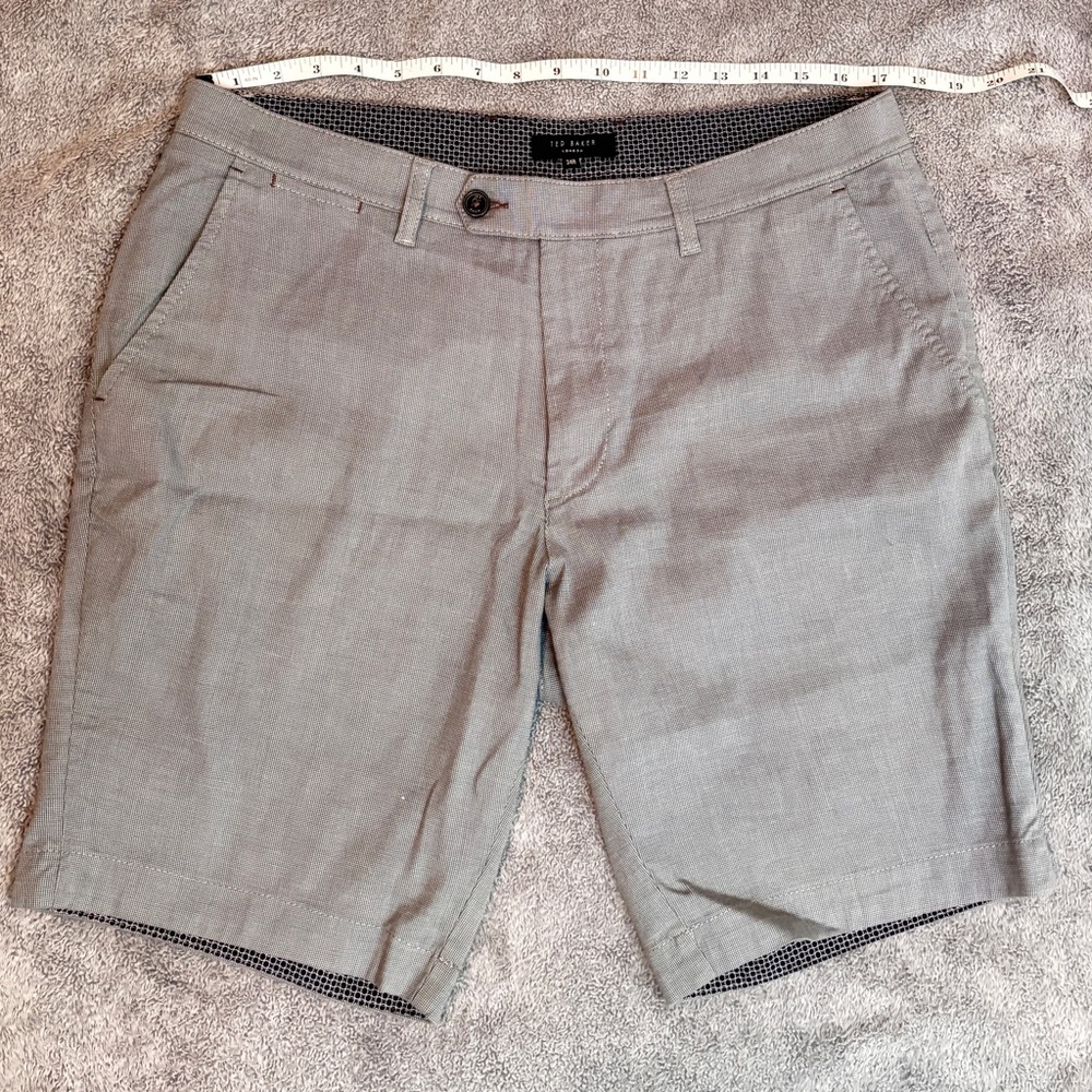 Ted Baker London Tailored Shorts 34R Khaki Gray 9” Inseam Designer